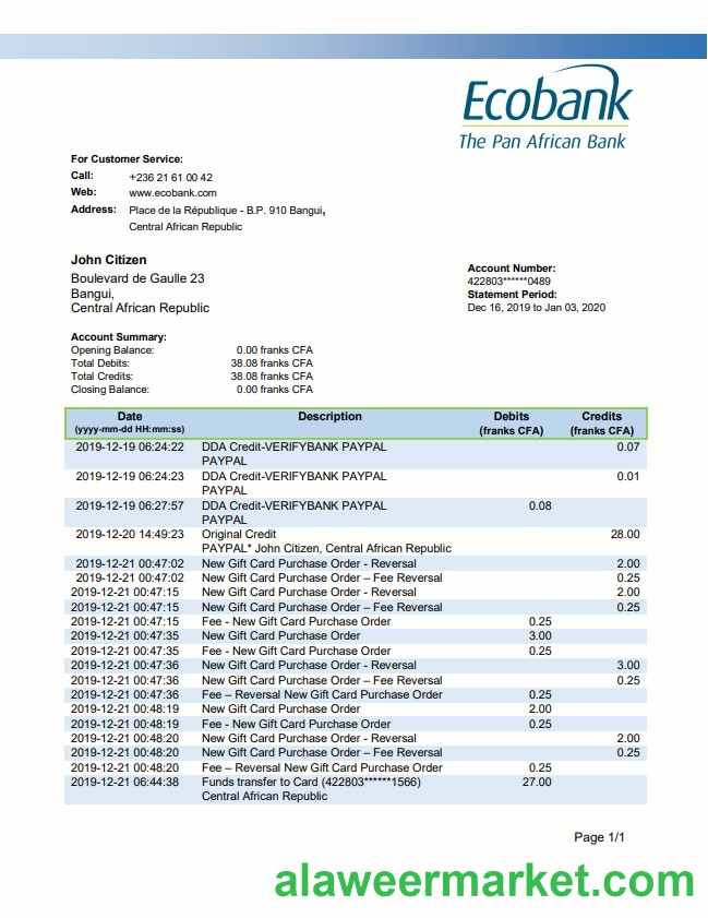 Central African Republic Ecobank